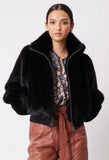 ONCE WAS TALLITHA FAUX FUR JACKET IN BLACK