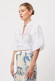 ONCE WAS FLORES COTTON EMBROIDERED SHIRT IN WHITE Jo