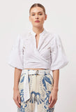 ONCE WAS FLORES COTTON EMBROIDERED SHIRT IN WHITE Jo