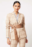 ONCE WAS VENUS PONTE BLAZER IN OATMEAL CHECK