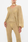 CAMILLA THE VALLEY OF THE KINGS RELAXED V NECK KNIT POINTELLE TOP