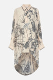 CAMILLA ETCHED INTO ETERNITY BUTTON UP TOP WITH DRAPED BACK