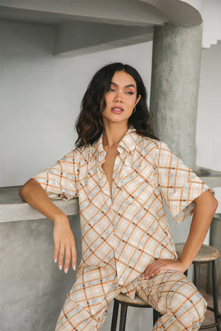 ISABELLE QUINN REMI BUTTON UP SHIRT IN OASIS CHECK