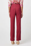 ONCE WAS CARLYLE EMBROIDERED LINEN VISCOSE PANT IN CRIMSON