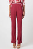 ONCE WAS CARLYLE EMBROIDERED LINEN VISCOSE PANT IN CRIMSON