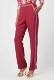 ONCE WAS CARLYLE EMBROIDERED LINEN VISCOSE PANT IN CRIMSON