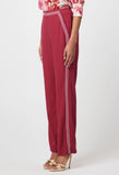 ONCE WAS CARLYLE EMBROIDERED LINEN VISCOSE PANT IN CRIMSON