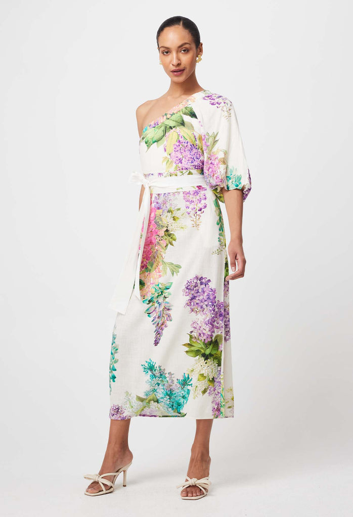 ONCE WAS BAHIA LINEN VISCOSE DRESS IN WISTERIA ALBA Loca Bella ONCE WAS BAHIA LINEN VISCOSE DRESS IN WISTERIA ALBA Loca Bella