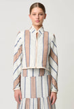 ONCE WAS DELRAY REVERSIBLE LINEN JACKET IN INK FLÈ / CAYMAN STRIPE