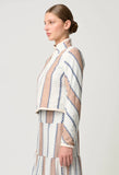 ONCE WAS DELRAY REVERSIBLE LINEN JACKET IN INK FLÈ / CAYMAN STRIPE