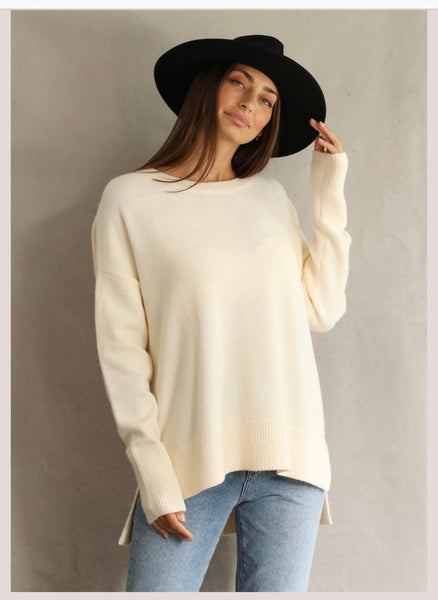 HAILEY HI LOW KNIT IN IVORY