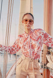 ONCE WAS OCEANE COTTON/SILK SHIRT IN ST TROPEZ BOTANICA