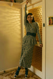 ONCE WAS HARMONY VISCOSE KNIT SKIRT IN NAVY PAMPAS