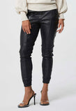 ONCE WAS MONTAIGNE RELAXED LEATHER PANT WITH ELASTIC CUFF IN BLACK