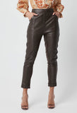 ONCE WAS HEMINGWAY HIGH WAIST RELAXED LEATHER PANT WITH ROLLED CUFF IN CHOCOLATE