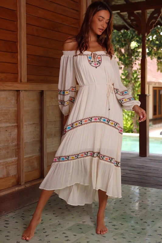 TIGERLILY RUBY MIKA MAXI DRESS IN ECRU Loca Bella TIGERLILY RUBY MIKA MAXI DRESS IN ECRU Loca Bella