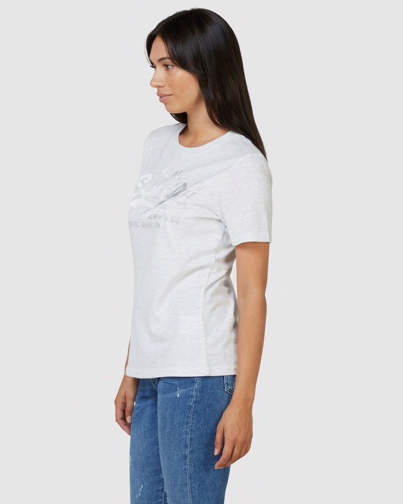 Ribbed Crew Neck Tee in Snow Marle