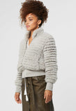 ONCE WAS NOVELLA FAUX FUR BOMBER JACKET IN GRIGIO