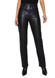 AG JEANS ALEXXIS STRAIGHT FAUX LEATHER JEANS IN SUPER BLACK