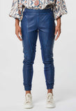 ONCE WAS MONTAIGNE RELAXED LEATHER PANT IN WASHED INDIGO
