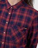 SUPERDRY LIGHT WEIGHT PLAID SHIRT IN NAVY RUST CHECK