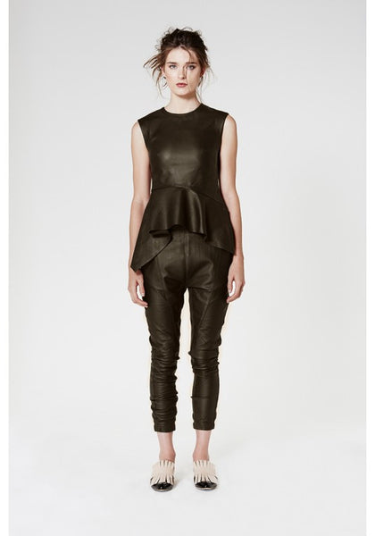 ONCE WAS GAUNTLET RELAXED LEATHER PANT IN GROVE